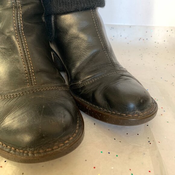 The Art Company Black Leather y2k Chunky Wool Sock Boot Molded Heel 40 Bohemian - Picture 2 of 16